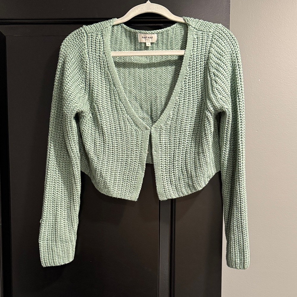 Naf Naf Cropped Green Sweater